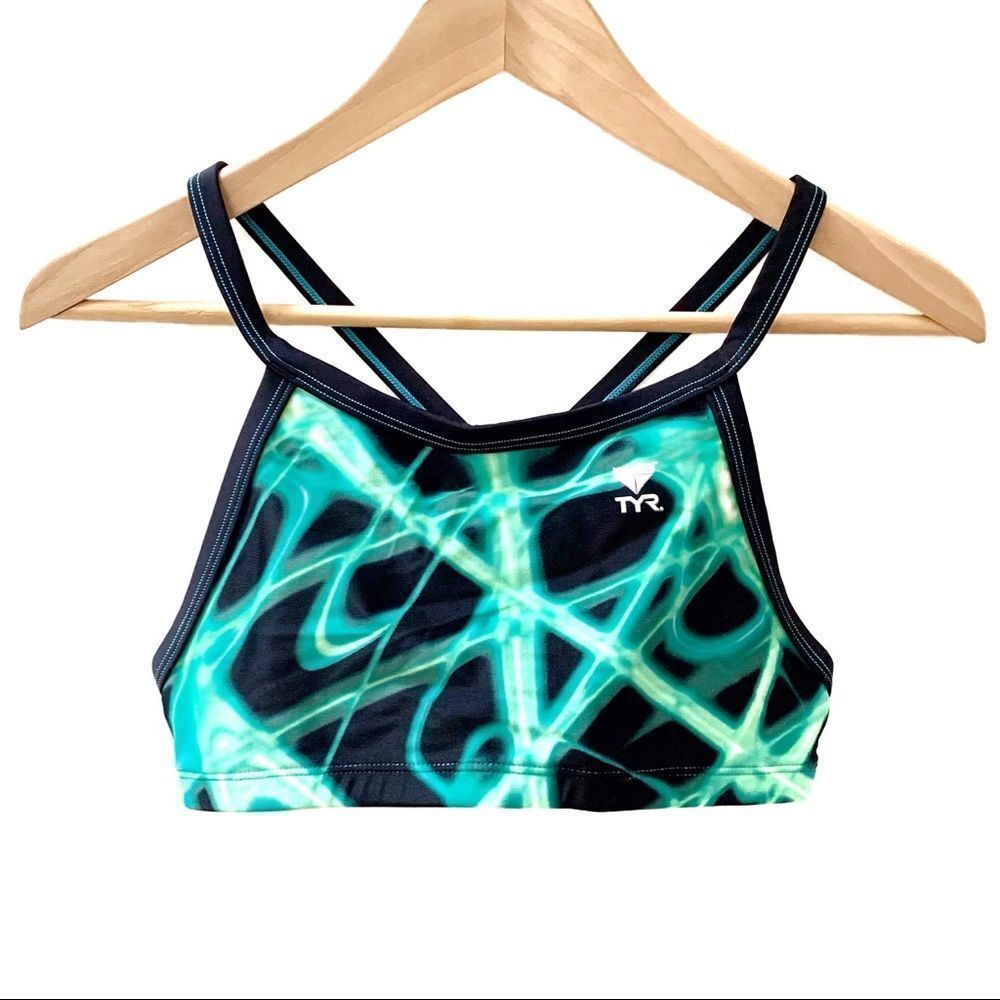 TYR Bikini Top Black and Green Extra Small